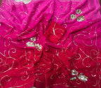 Pure Jaipuri Chiffon Jaal Work Saree With Blouse