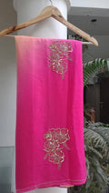 Pure Jaipuri Chiffon Hand-work motif work saree with blouse