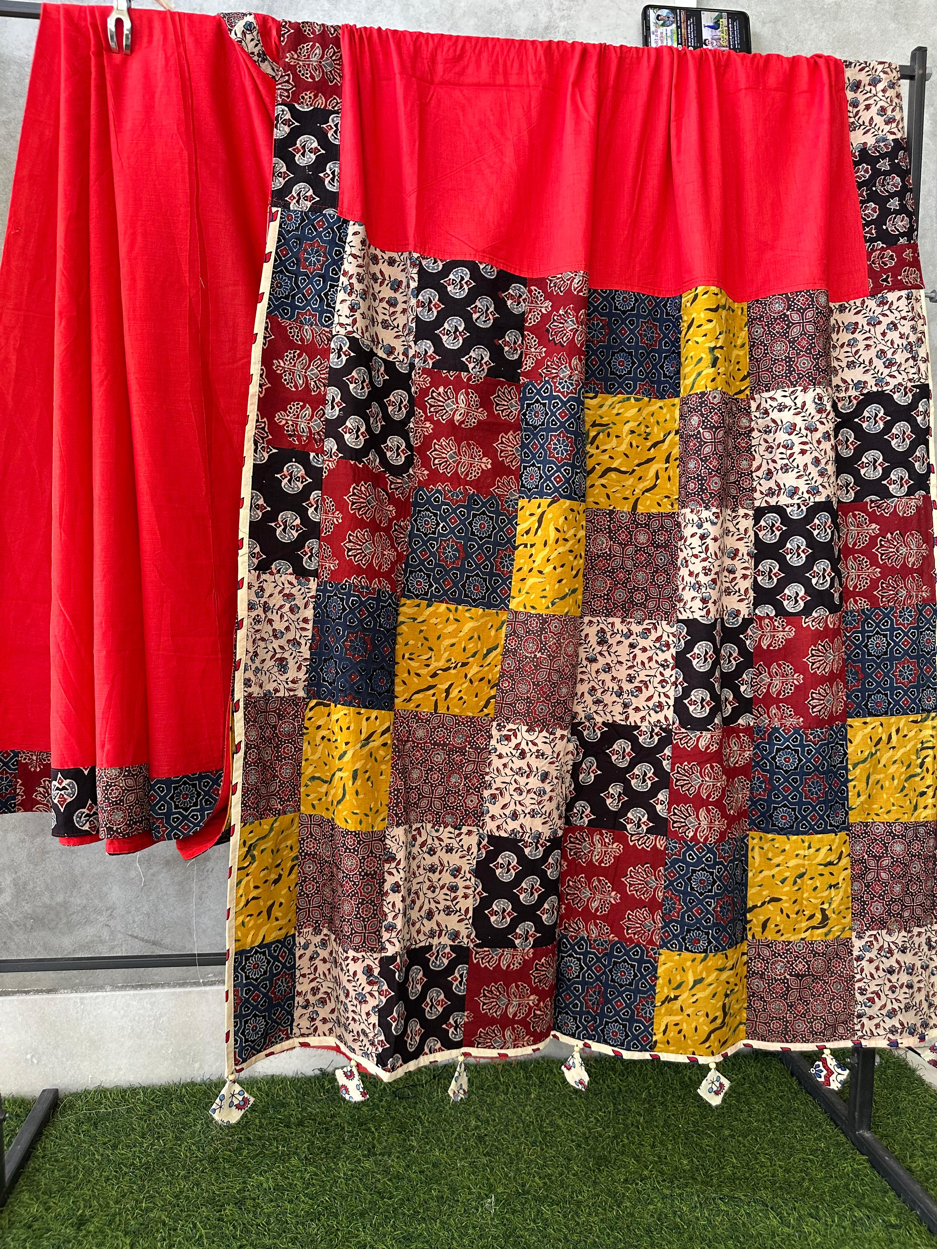 Pure Mul Cotton Saree With Ajrakh Mirror Work