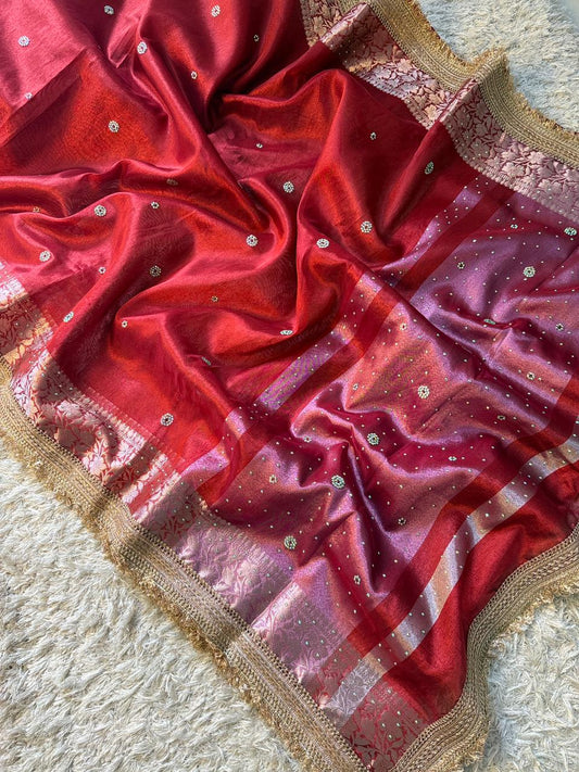 Banarasi Tissue Silk Saree With lace work border