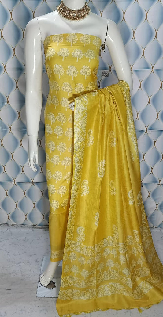 Cotton slub discharge print  Unstitched Suit