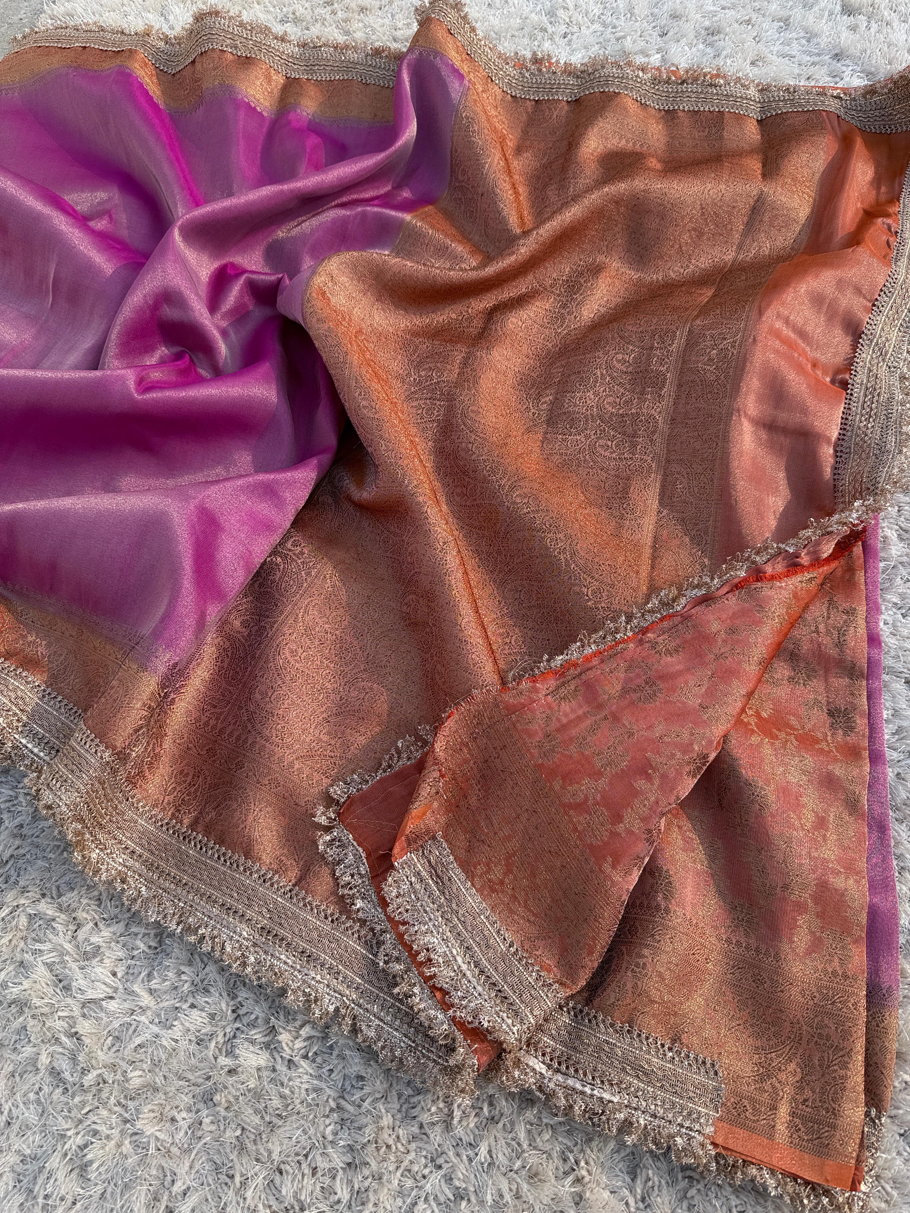 Banarasi Tissue Silk Saree With lace work border