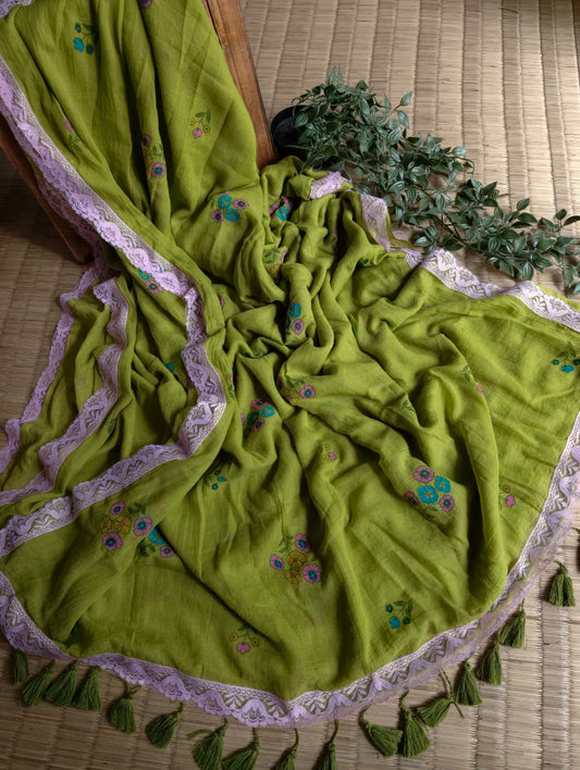 Beautiful Cotton Mulmul  Saree