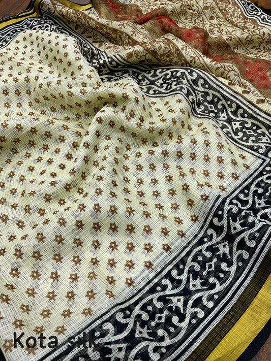 Beautiful soft kota silk printed saree