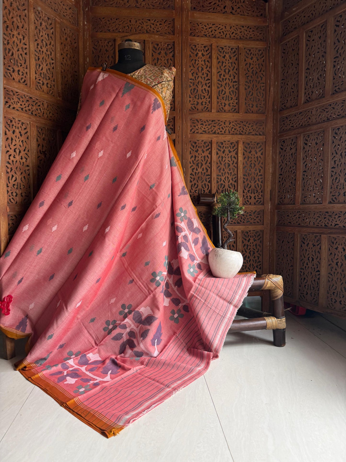 Pure Cotton needle work jamdani Saree