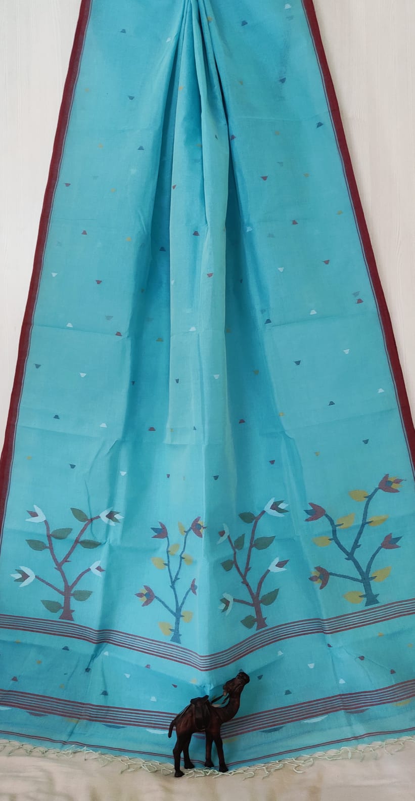 Pure Cotton needle work jamdani Saree With Blouse