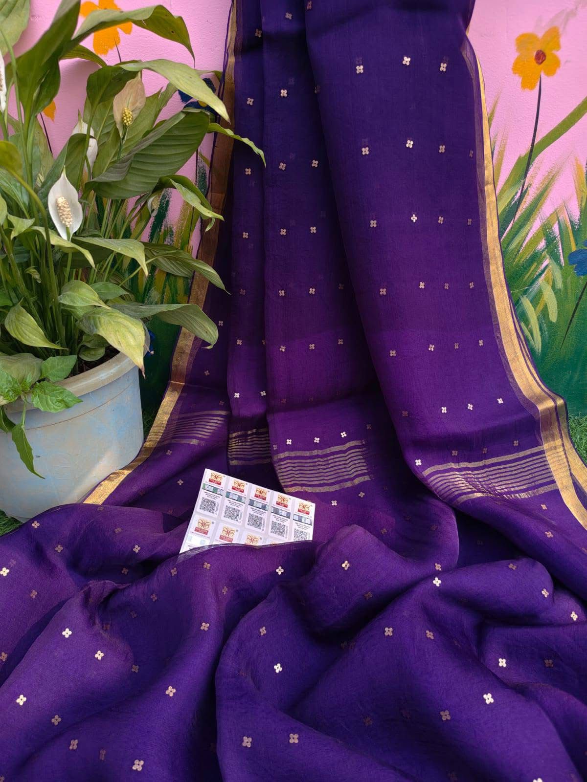 Bengal Handloom Pure Muslin Silk Saree With ( Silk Mark Certified)