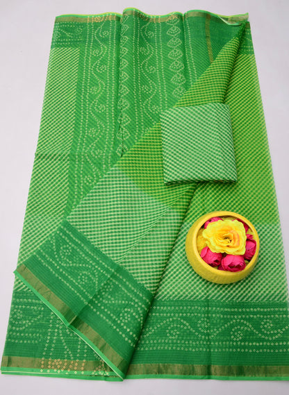 Pure Cotton Kota Doria Kalam Kari Floral Print Sarees