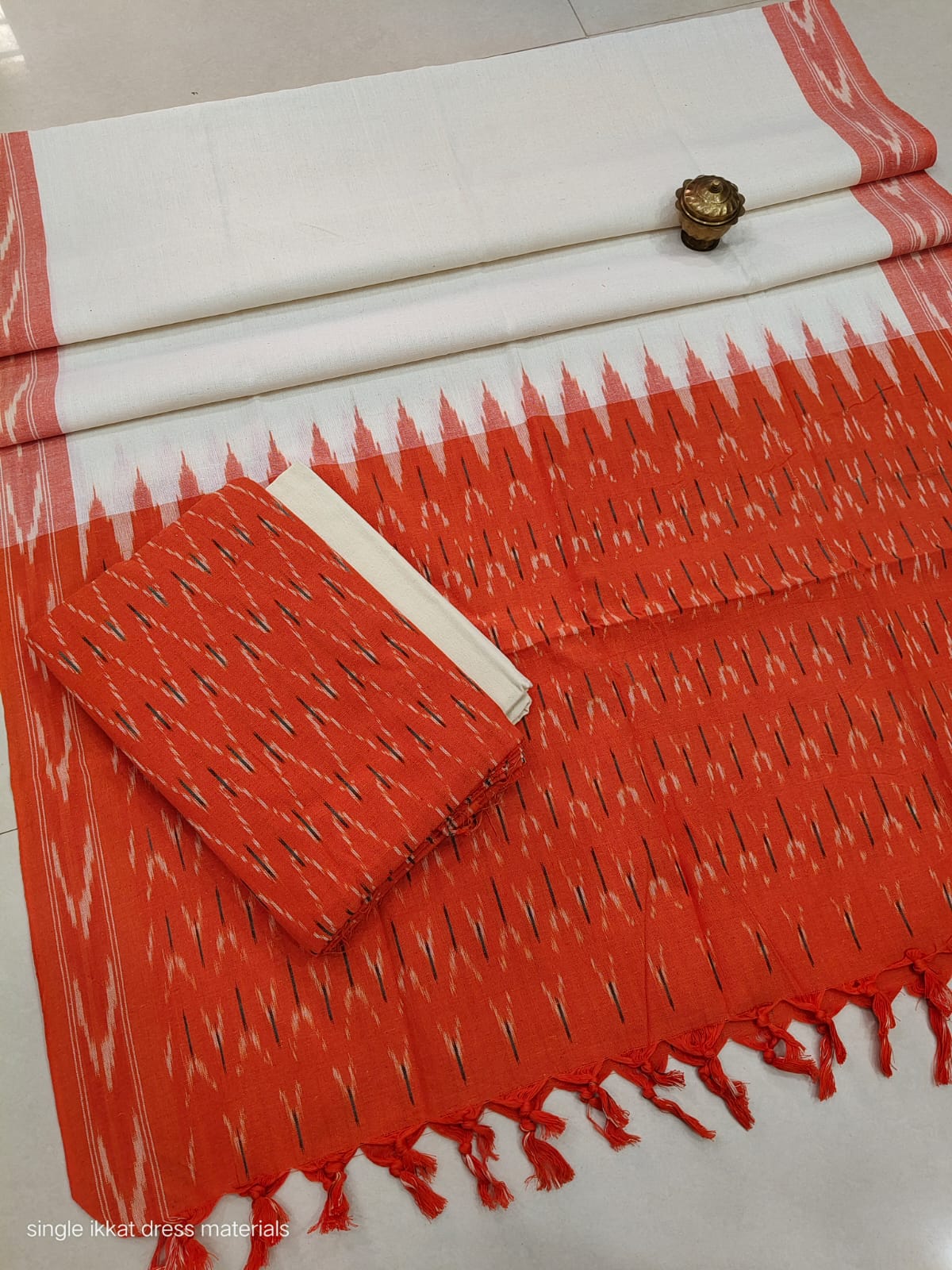 Pure  ikkat Cotton Unstitched Suit With Dupatta