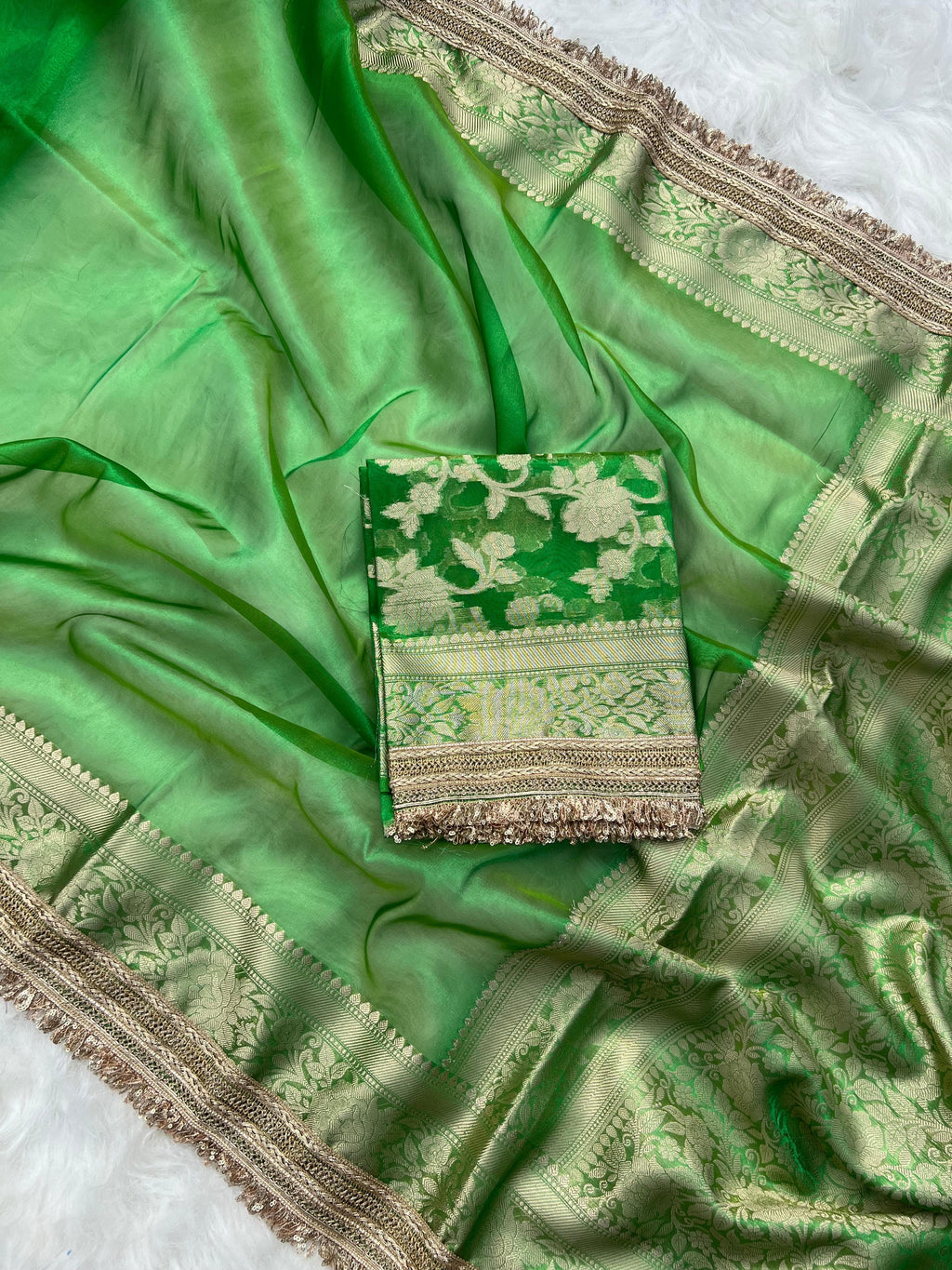 Banarasi Tissue Silk Saree With lace work border