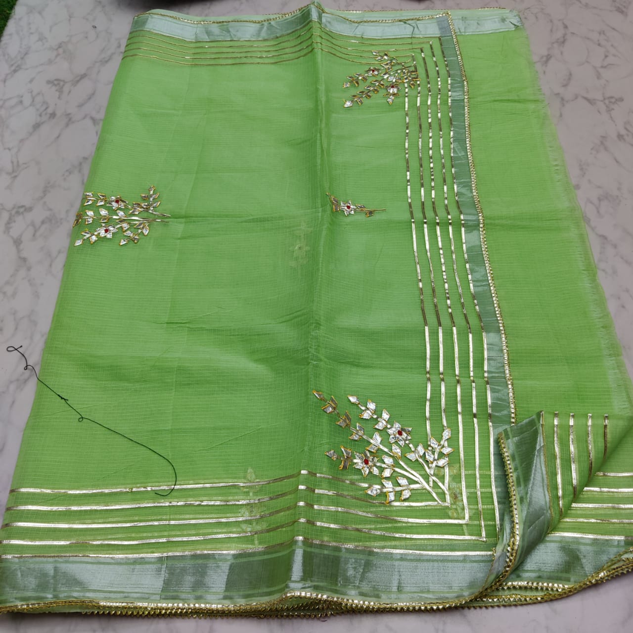 kota cotton kacha gota patti work saree