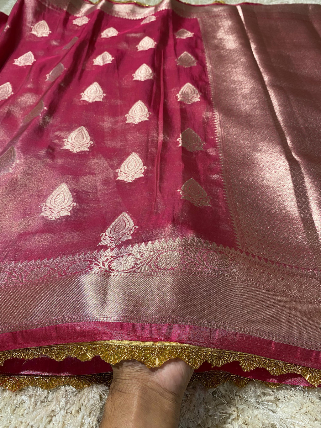 Banarasi tissue soft silk saree  with lace work