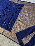 Designer Banarasi Handloom Semi Khaddi Georgette silk Saree with allover Zari