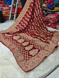 Pure khaddi Georgette Dupatta With Bandhani Zari