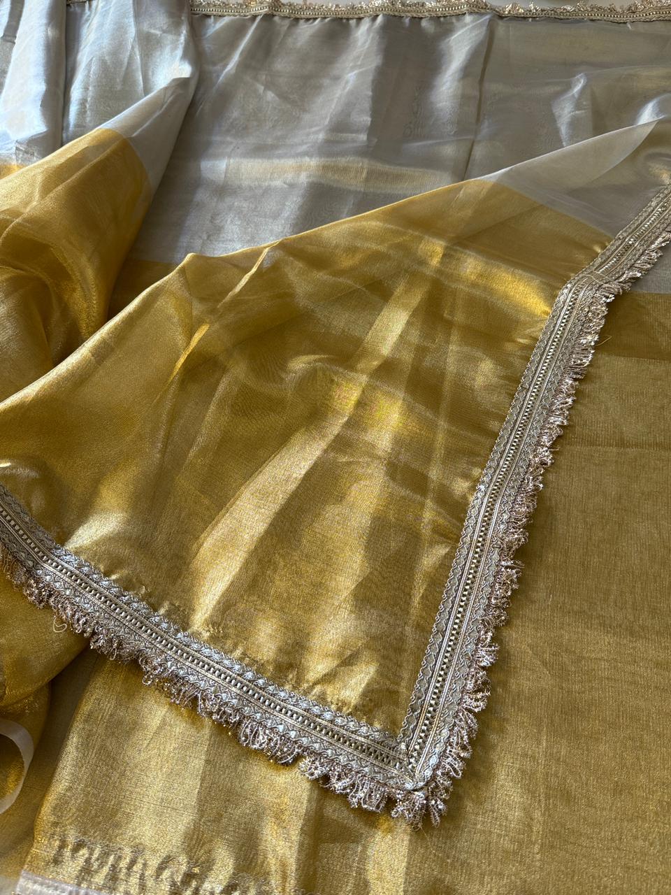 Banarasi Tissue Silk Saree With lace work border