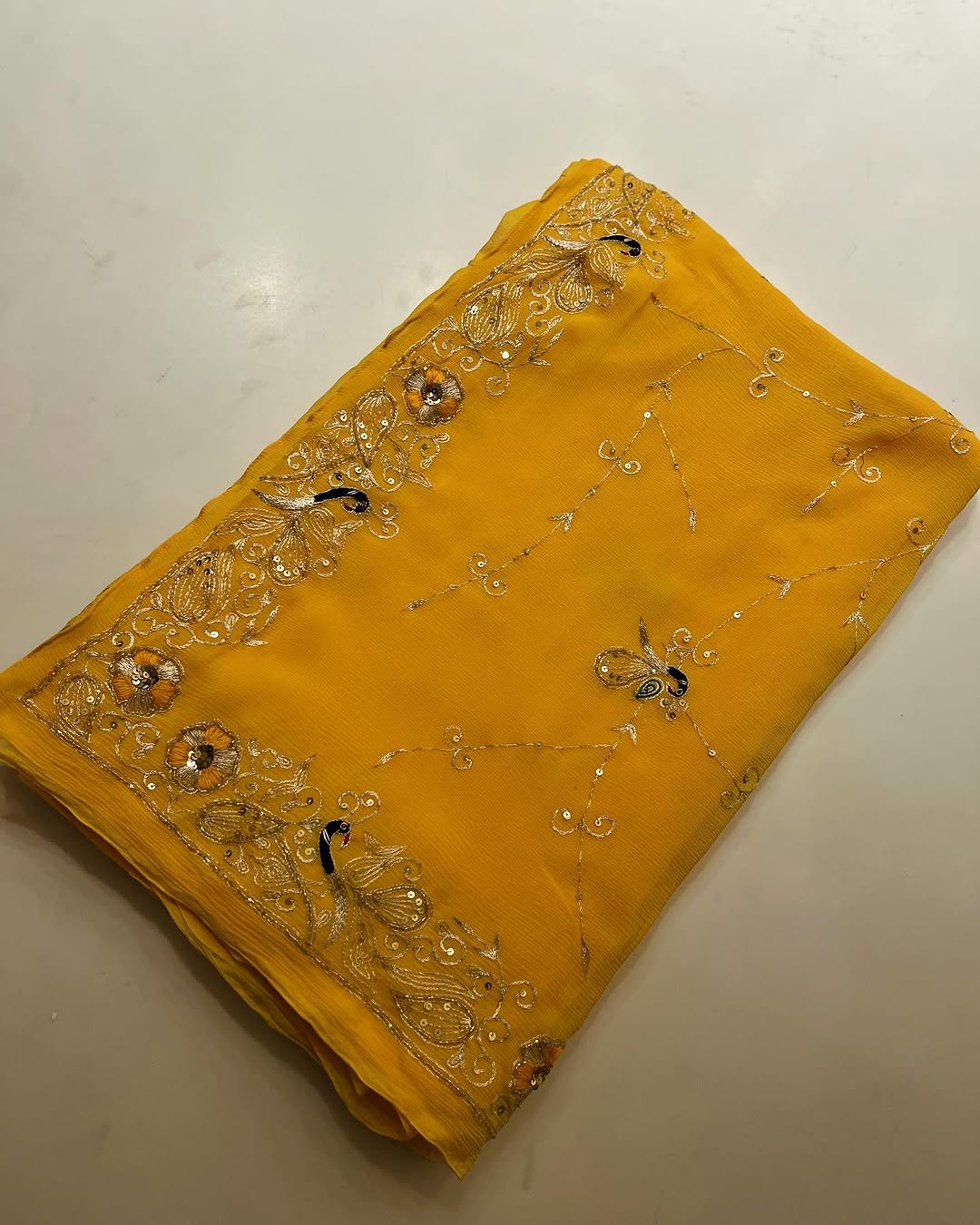 Pure Jaipuri Chiffon Jaal Work Saree With Beautiful Rajputi look and Running Blouse