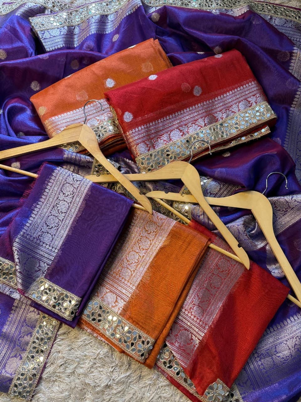 Banarasi Glass tissue silk saree with  lace work