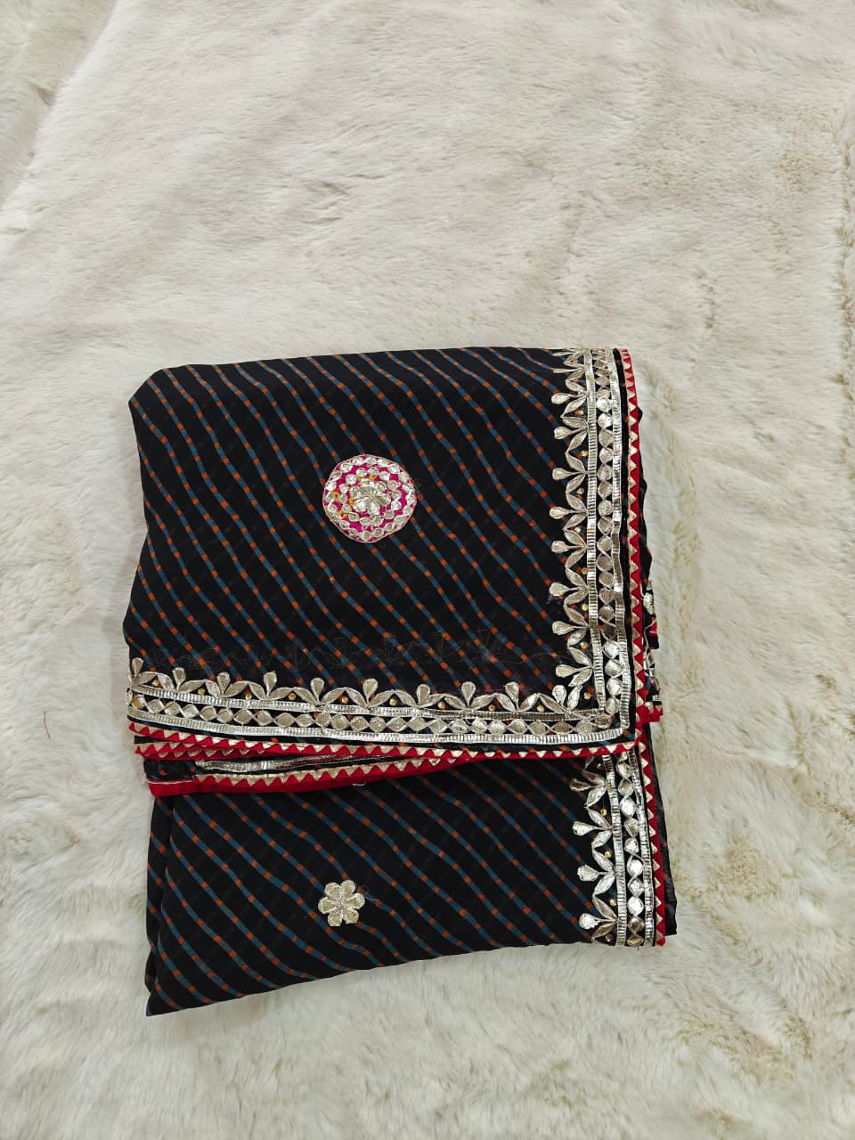 Georgette Gota Patti Work  Saree With Blouse
