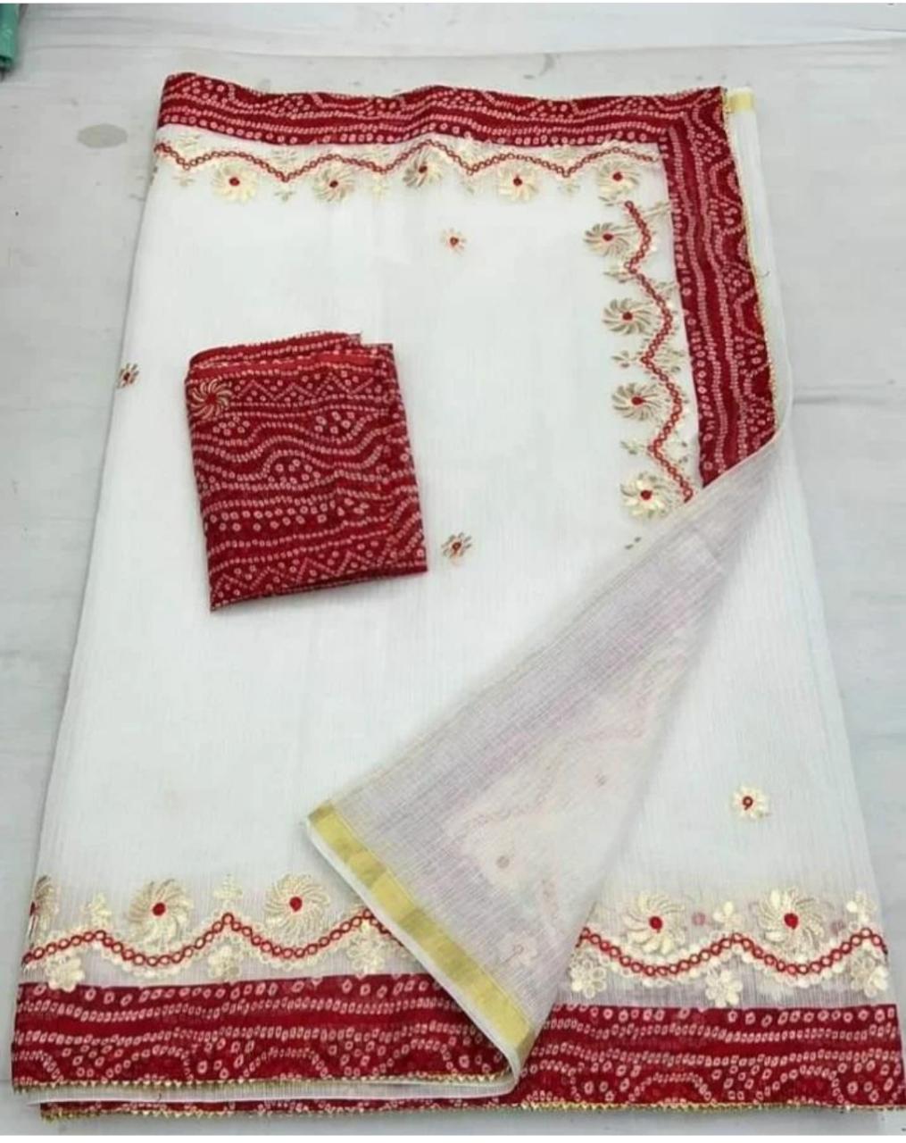 Elegant Kota Doria Gota Patti Work Saree