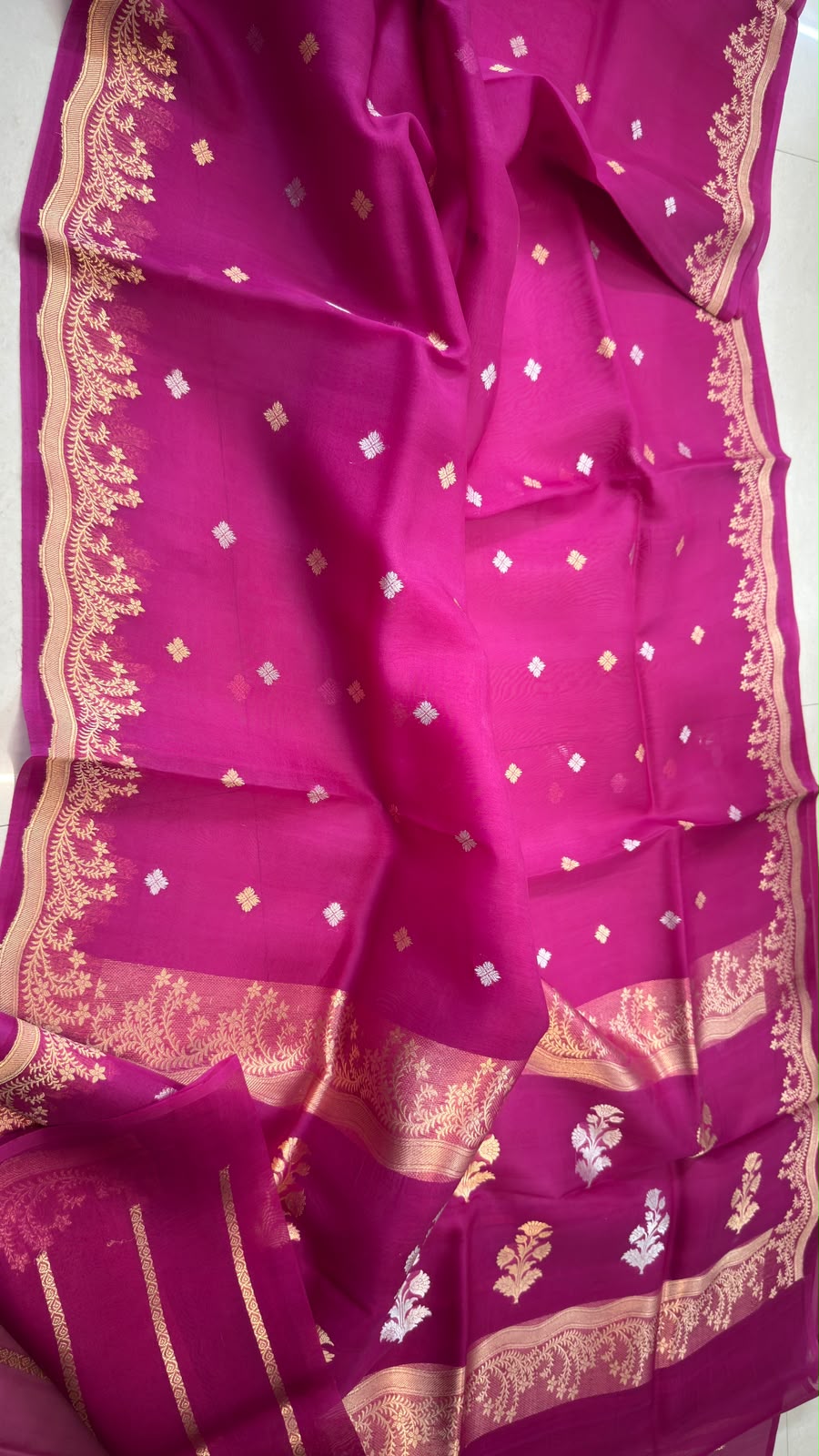 Pure Handloom banarasi  kora Silk Saree With Blouse