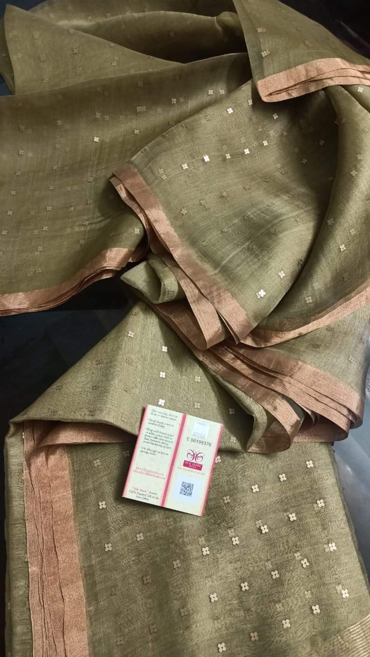 Bengal Handloom Pure Muslin Silk Saree With ( Silk Mark Certified)