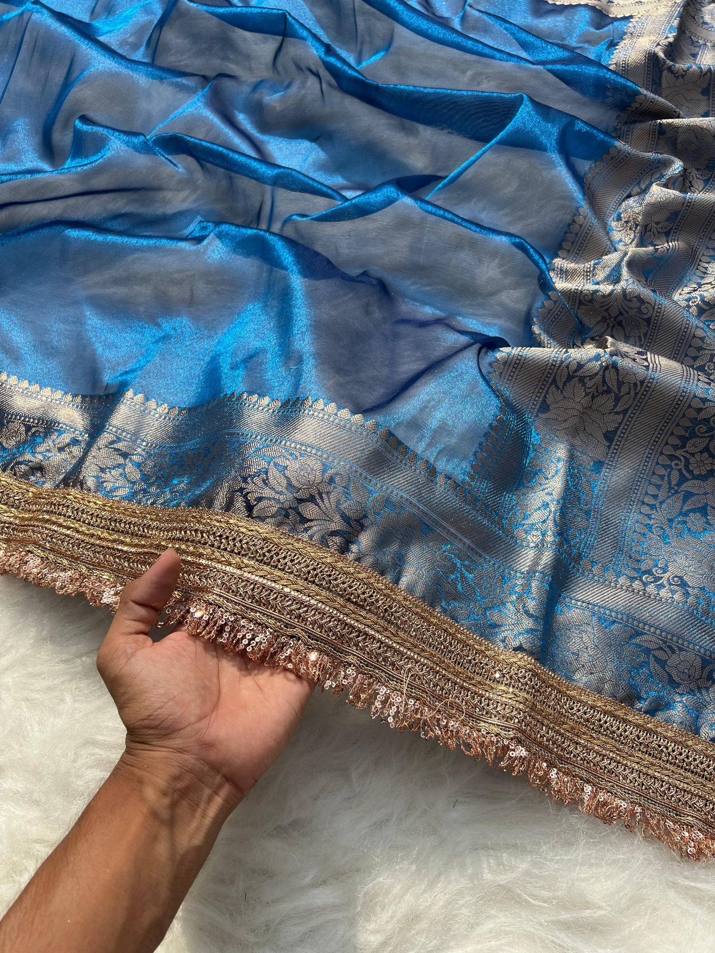 Banarasi Tissue Silk Saree With lace work border