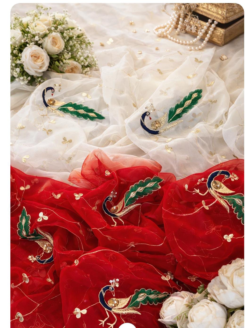 Pure Jaipuri Chiffon Jaal Work Saree With Beautiful Rajputi look and Running Blouse