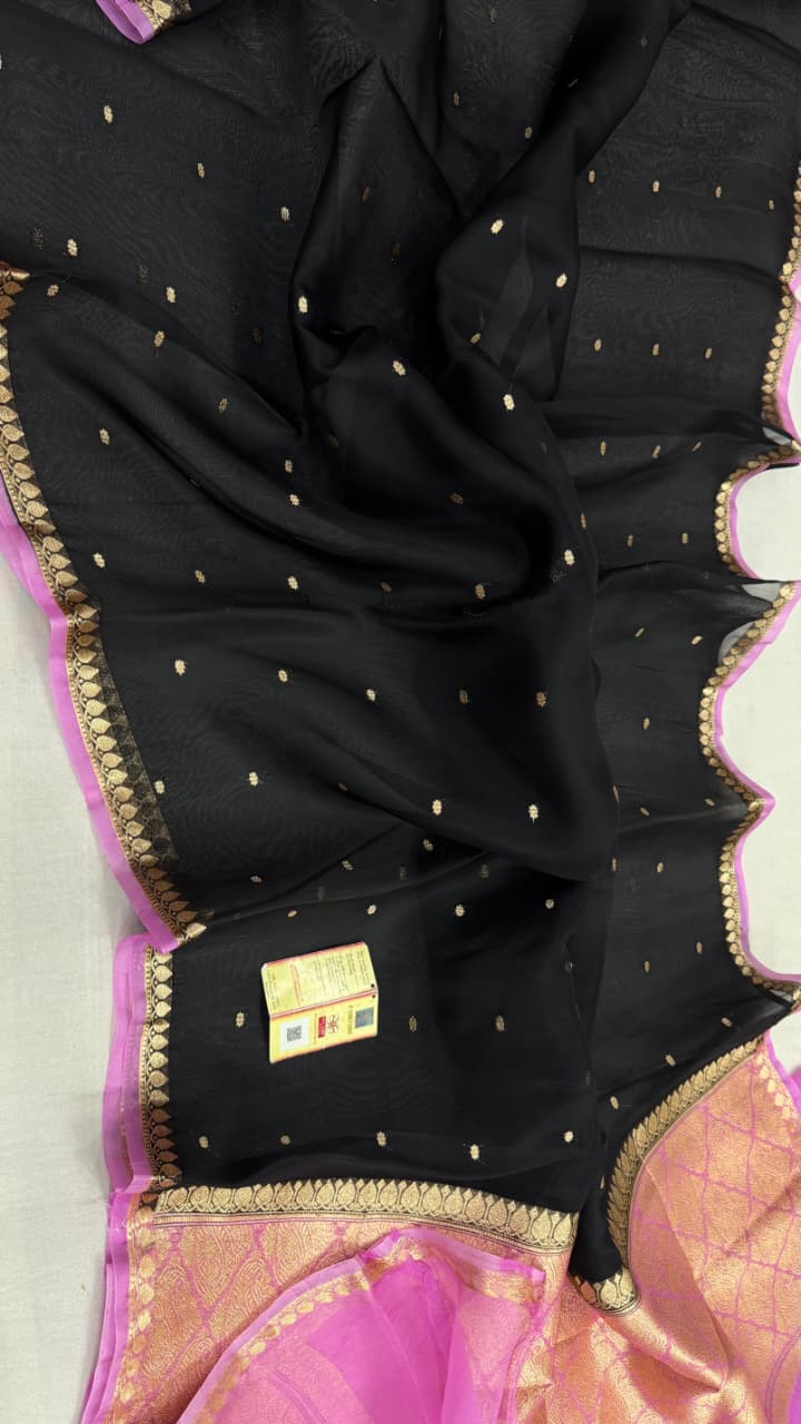 Pure Handloom banarasi  kora Silk Saree With Blouse
