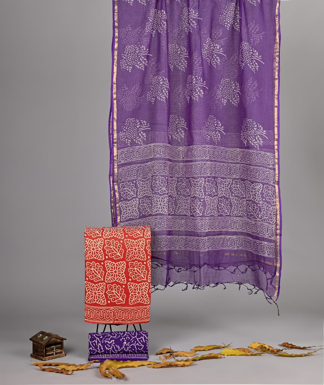 Pure Cotton Hand Block Print Suit With Kota Doriya Dupatta