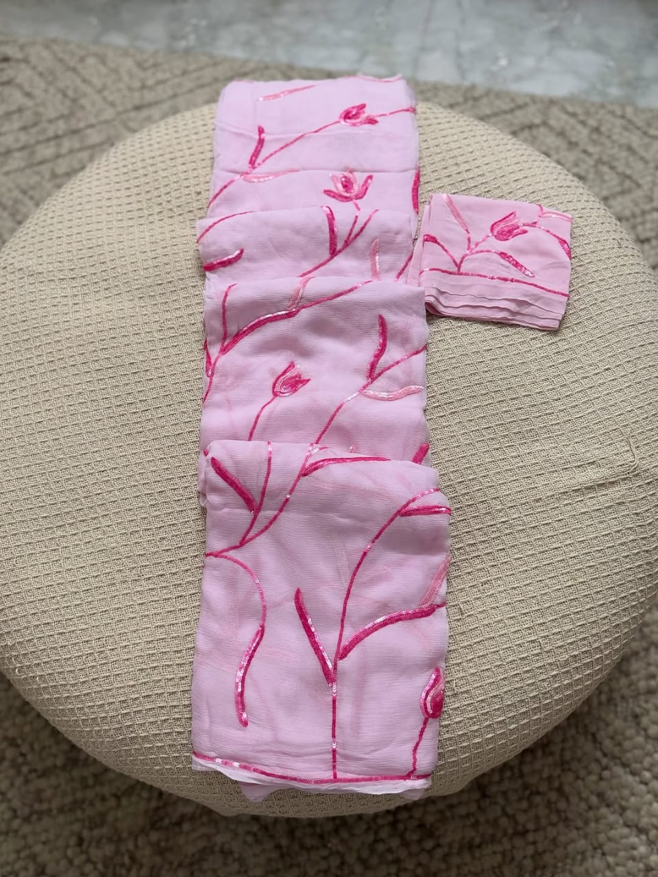 Pure Diamond Chiffon Saree With  Blouse