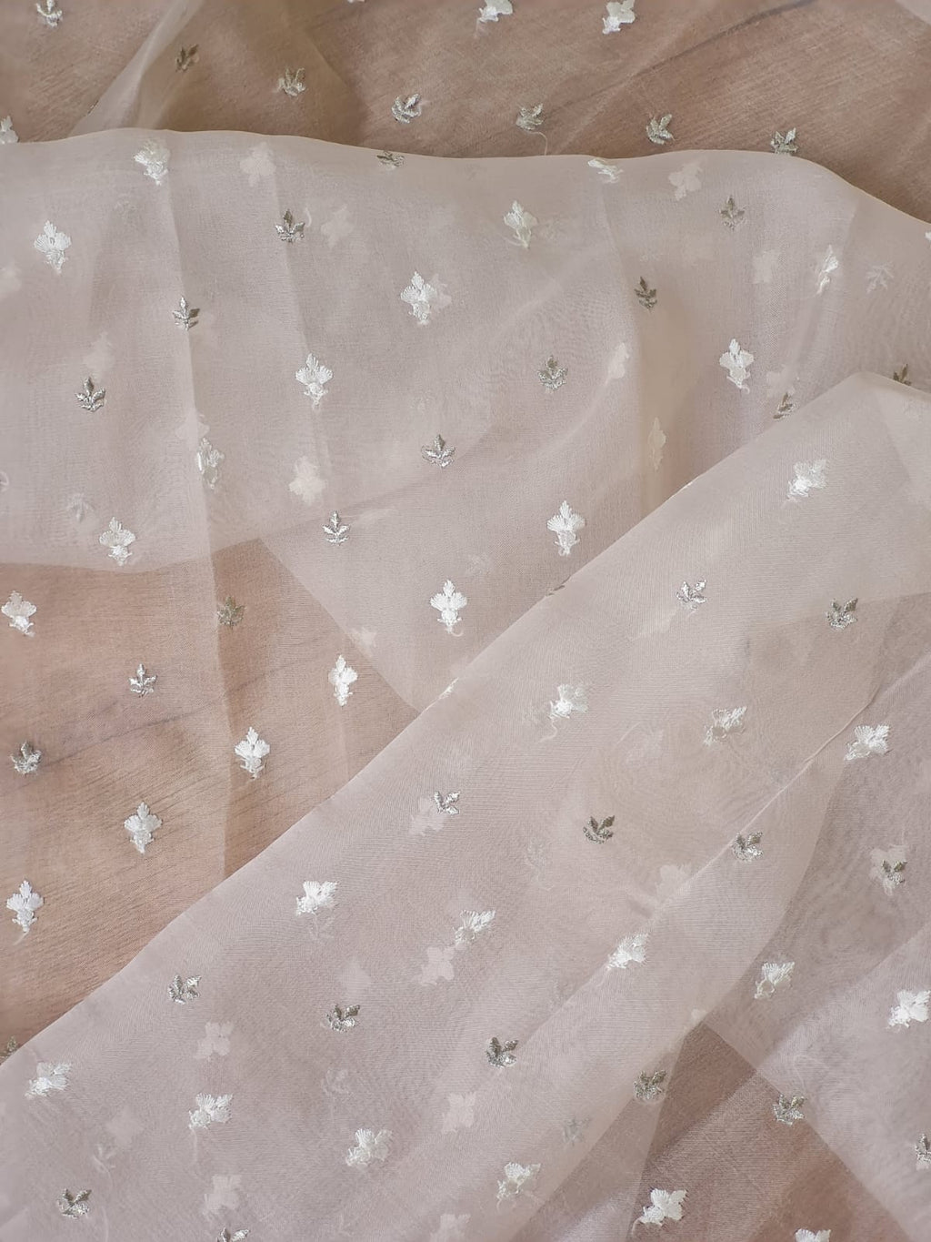 Pure organza silk chikankari work  saree with heavy blouse