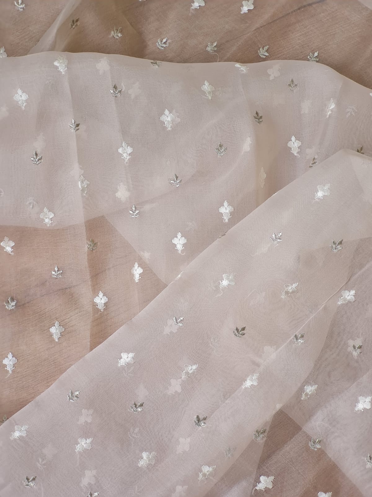 Pure organza silk chikankari work  saree with heavy blouse