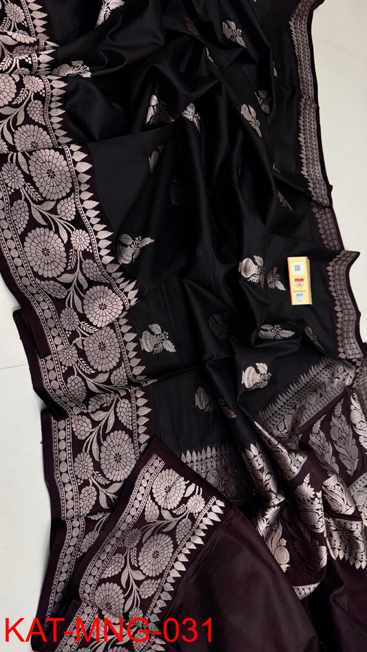 Pure Banarasi  Mango silk Saree With Contrast blouse