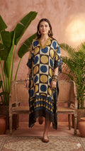 Pure Modal Silk Handblock Printed Kaftans Stitched suit With Hand Mirror Work