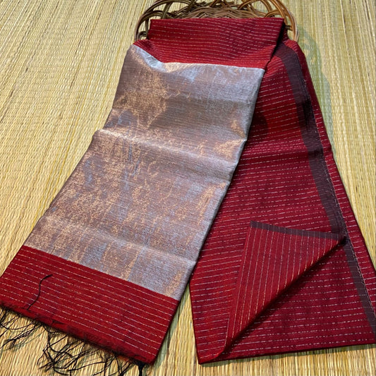 Handloom silk cotton With pallu zari work With blouse