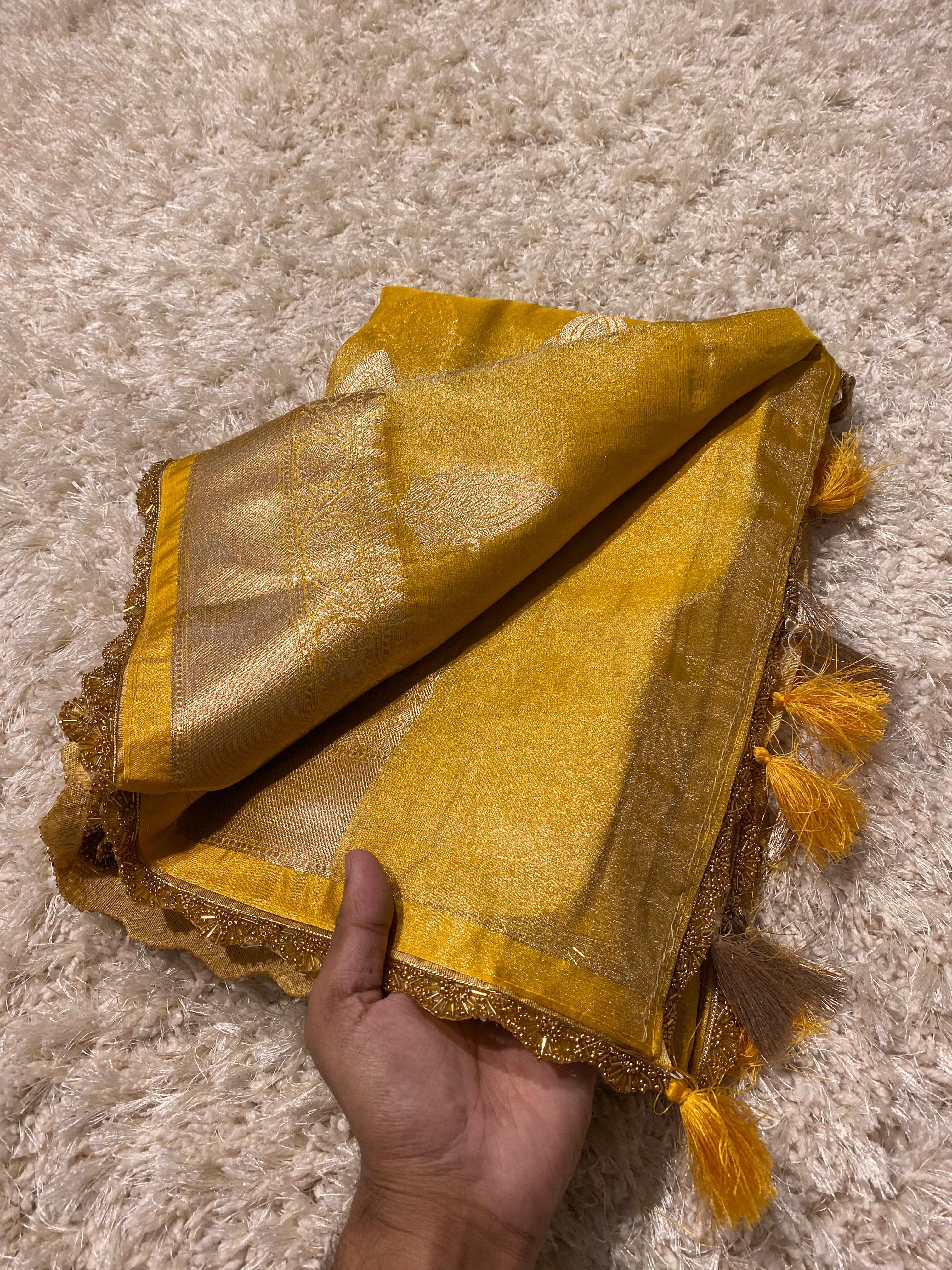 Banarasi tissue soft silk saree  with lace work