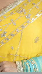 Pure Diamond Chiffon Gota Patti  Work Saree With Blouse