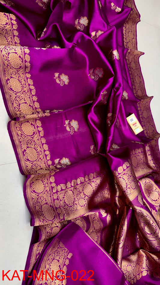 Pure Banarasi  Mango silk Saree With Contrast blouse