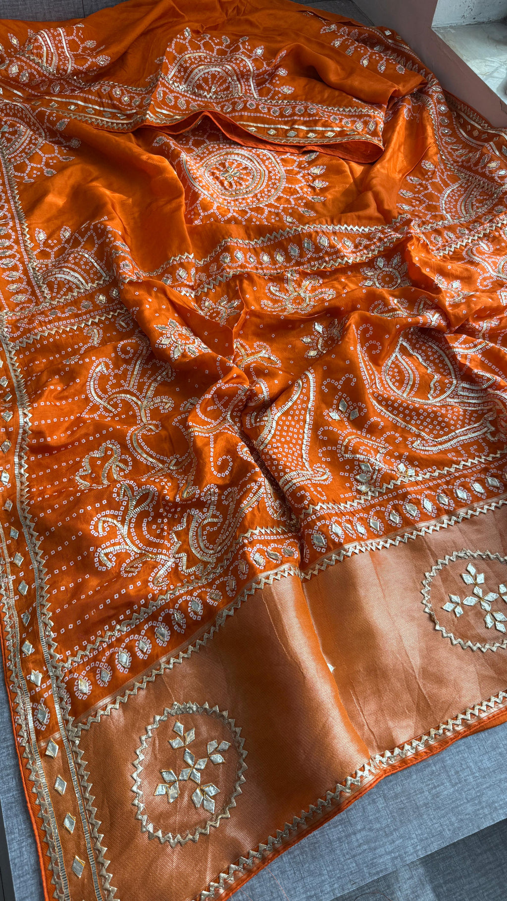 Pure Munga Silk Gotta Patti Work Saree With Blouse