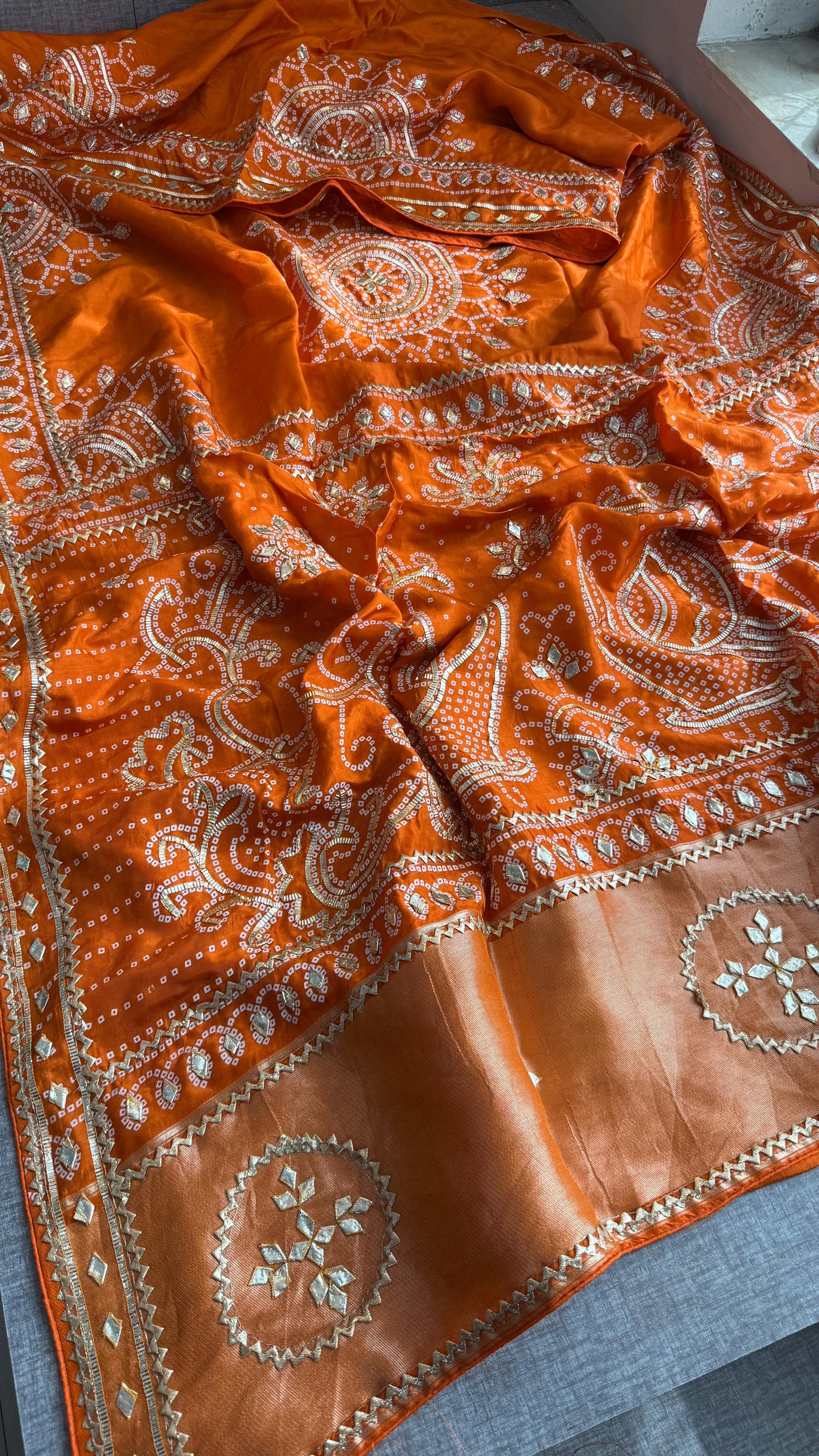 Pure Munga Silk Gotta Patti Work Saree With Blouse