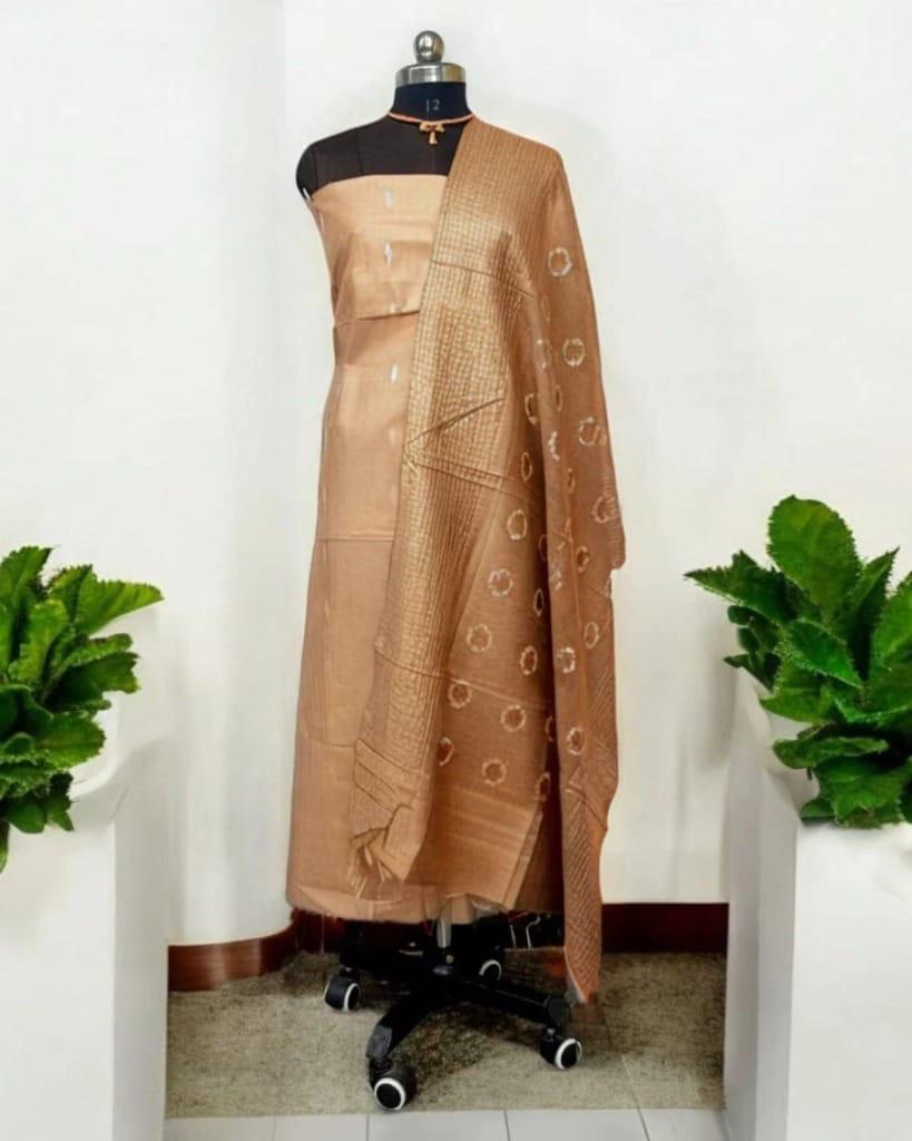 Bhagalpuri Katan Silk 3PC Unstitched Suit