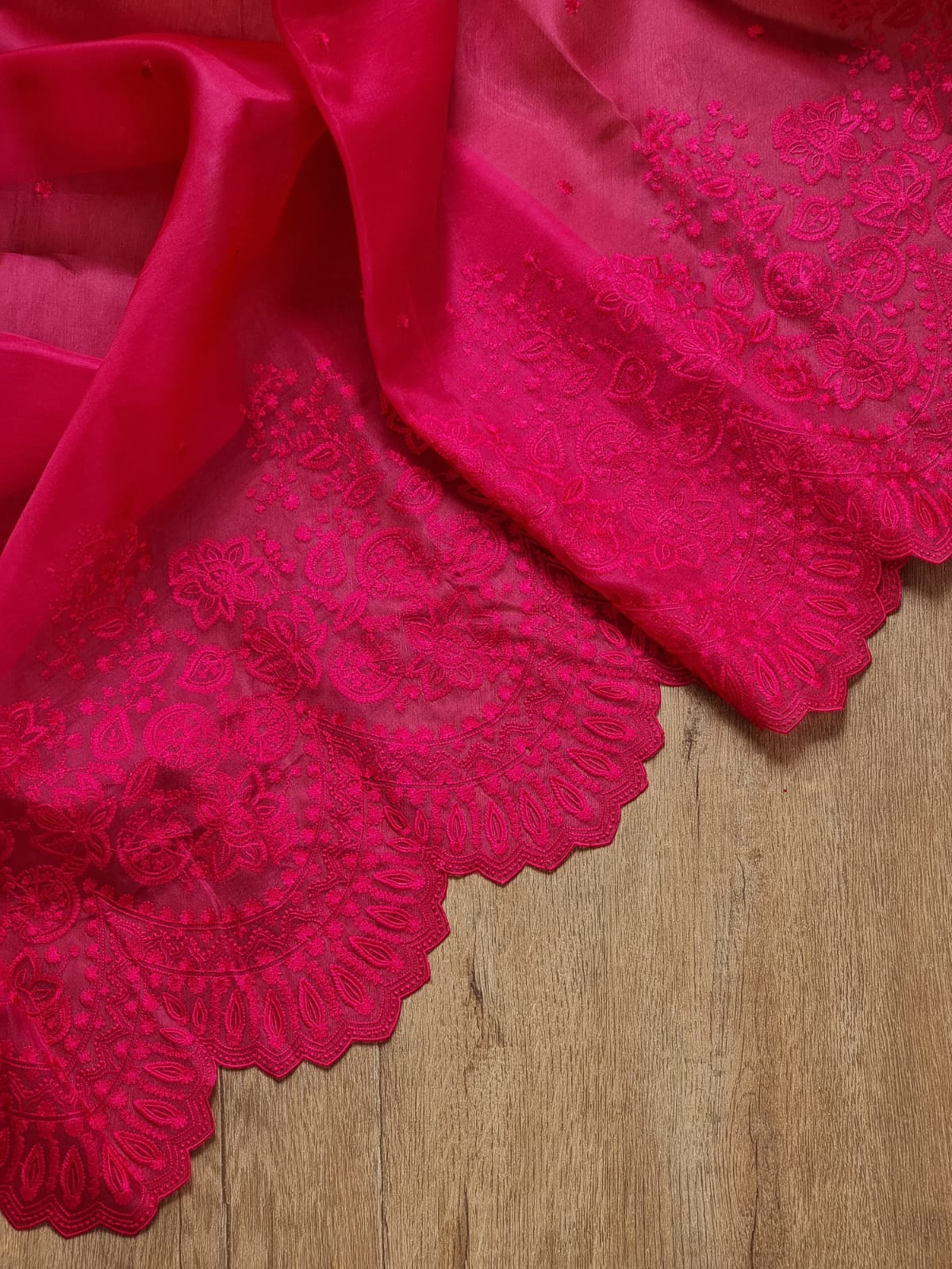 Pure organza silk embroidery  work  saree with heavy blouse