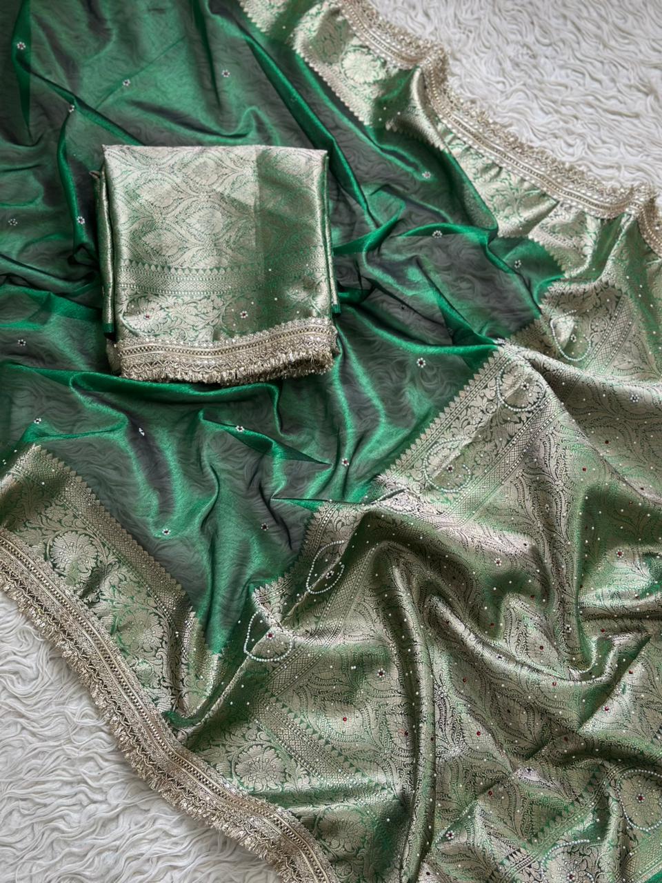 Banarasi Tissue Silk Saree With lace work border