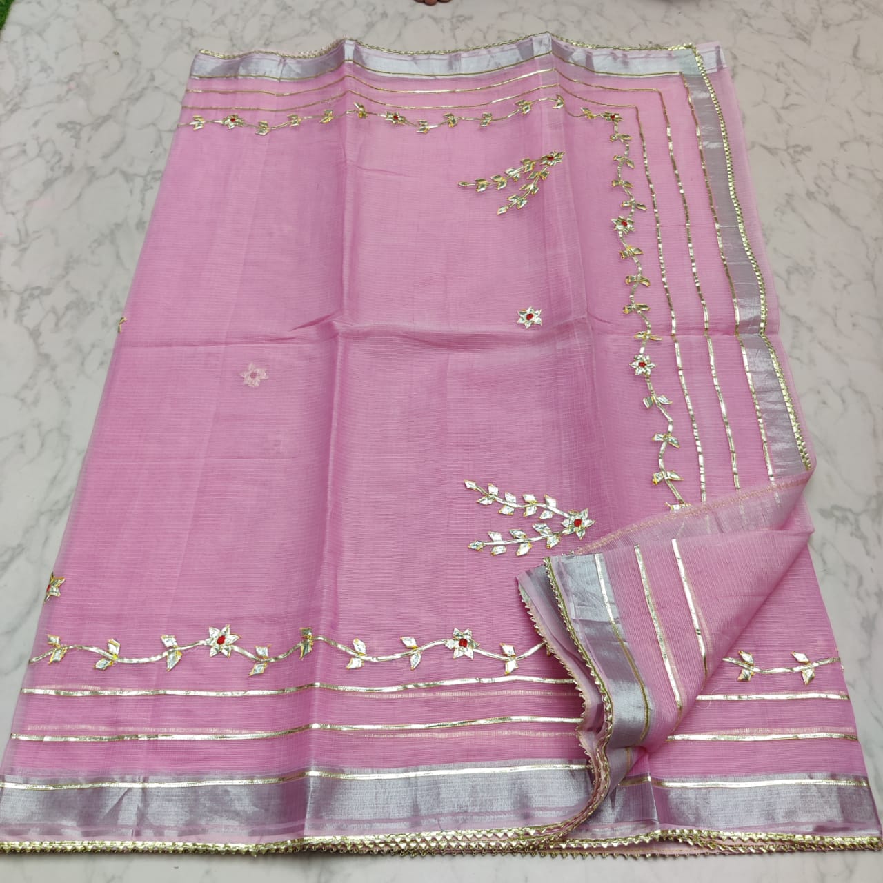kota cotton kacha gota patti work saree