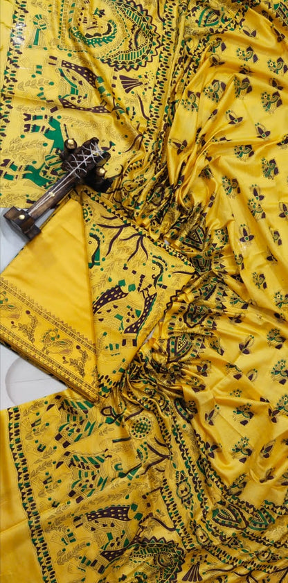 BHAGALPURI   KATAN MADHUBANI PRINT UNSTITCHED SUIT