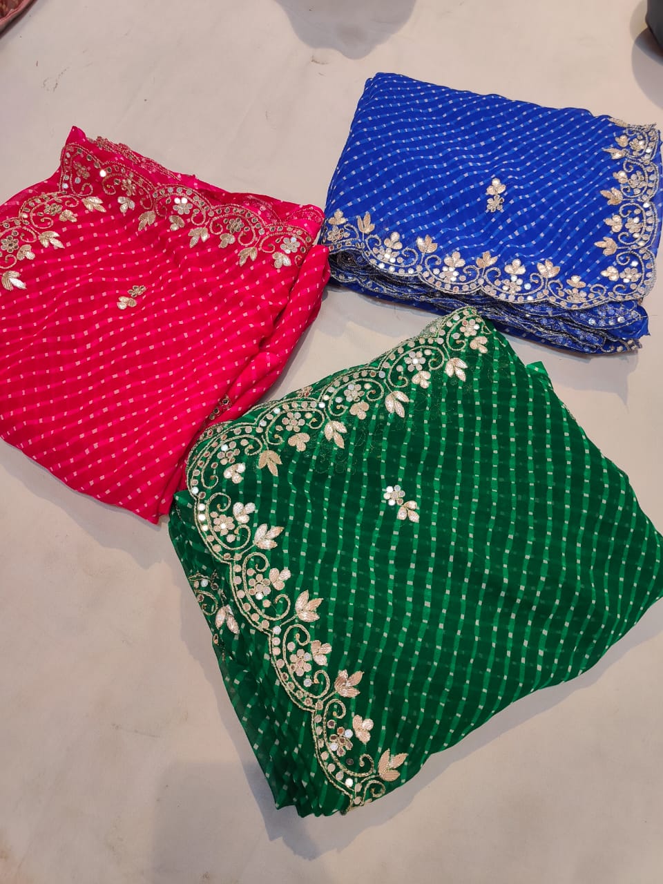Pure  georgette hand work    gota patti work saree