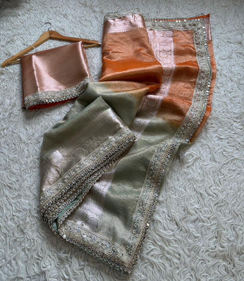 Banarasi Tissue Silk Saree With lace work border