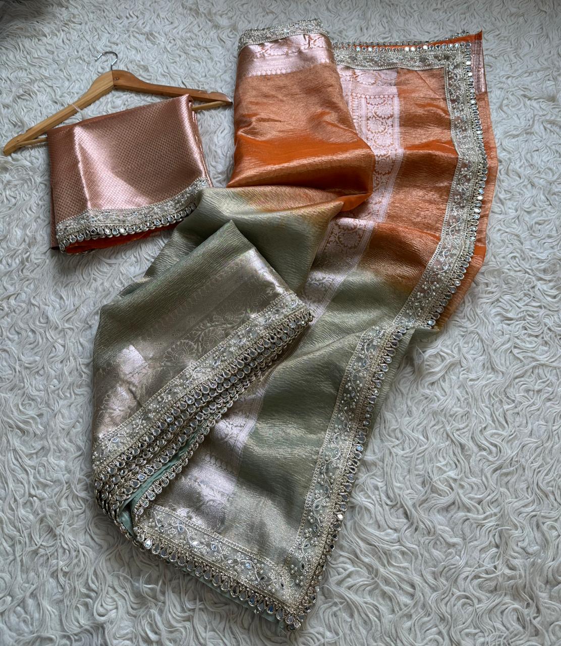 Banarasi Tissue Silk Saree With lace work border