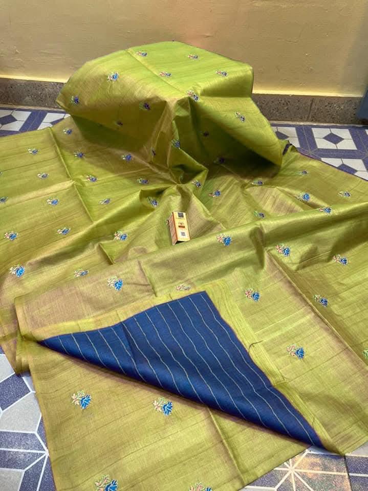 Katan Silk Embroidery With Blouse