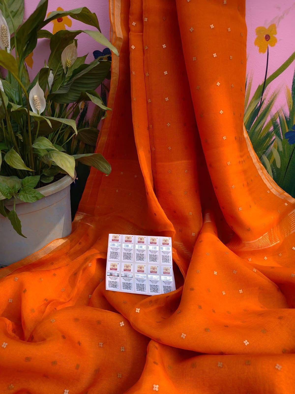 Bengal Handloom Pure Muslin Silk Saree With ( Silk Mark Certified)